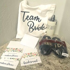 Bridesmaid Gift Kit - I do crew slippers, tote bag, Rae Dunn Tumbler and cards